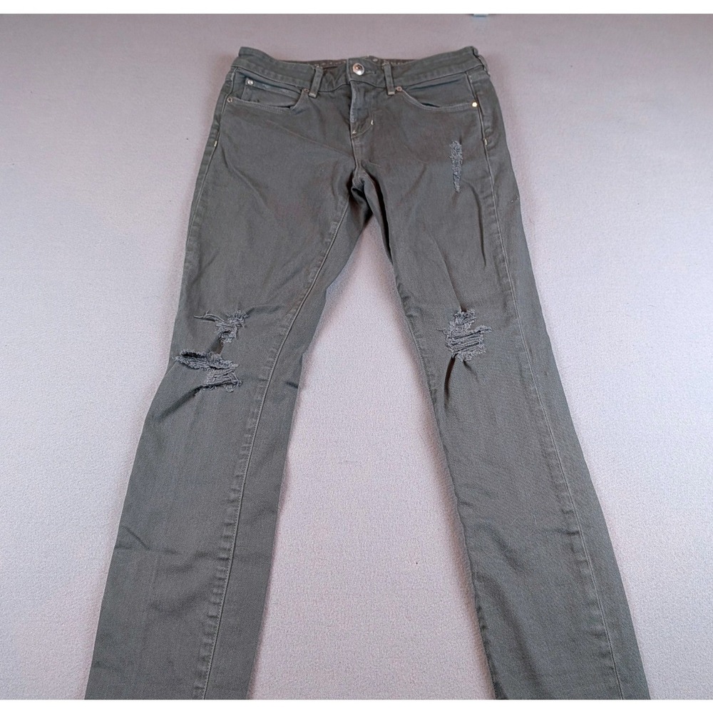Articles of Society Sarah Skinny Jeans Olive Green Distressed Ripped Knee 26